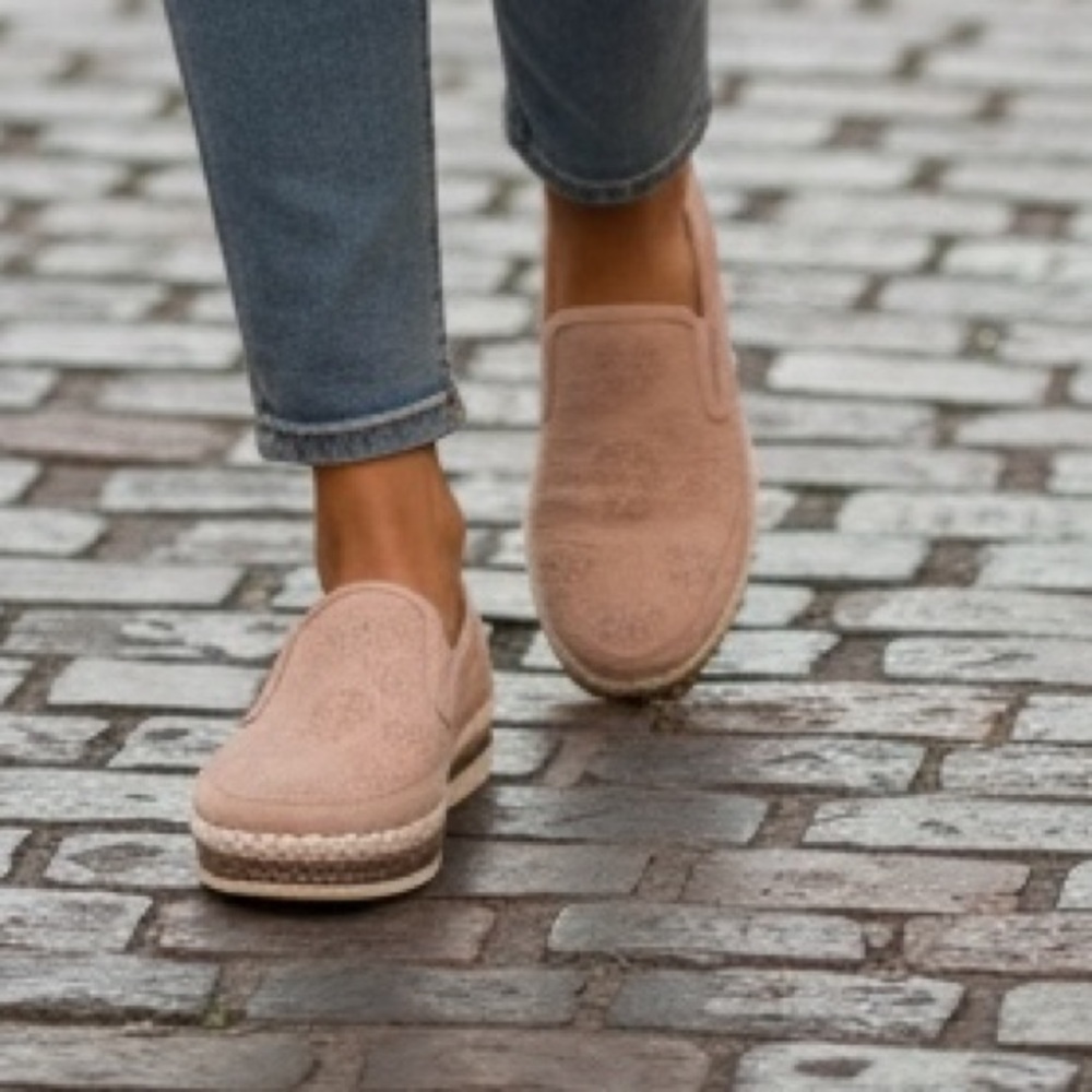 Bernie Mev. TW98 Perforated Suede Slip-On Sneakers (Nude/Pink)